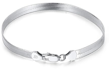 Mesnt Silberne Armbander Damen, 925 Silber Poliertes Fischgräten-Kettenarmband 16.5/18/19/20cm für Damen