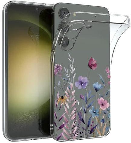 Kaywzo Hülle für Samsung Galaxy S23 5G,Transparent TPU Handyhülle mit Gemälde Blume Muster,Ultradünn Stoßfester Schutzhülle,Schön Silikon Cover Case-4