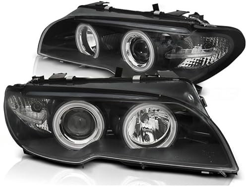 DM Autoteile Scheinwerfer Xenon CCFL Angel Eyes Schwarz kompatibel für BMW 3er E46 Coupe/Cabrio 702117