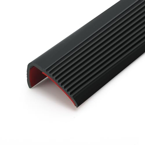 5 Meter Stair Anti Slip Nosing, Self-Adhesive Vinyl Edging Strip, Flexible PVC Rubber Treads Edge Trim (5m x 25mm, Black)