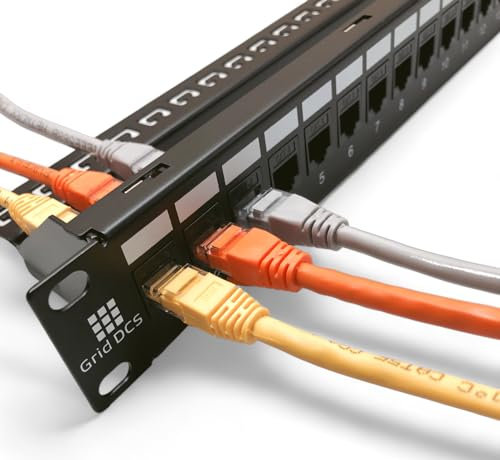 Grid DCS Panneau de brassage 1U UTP avec coupleur Keystone CAT6 intégré (rempli) (24 ports)