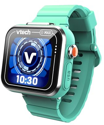 VTech - Kidizoom Smartwatch MAX Aguamarina, Reloj Inteligente para niños, Doble cámara de Fotos, vídeos, Juegos, Pantalla táctil Horizontal, Versión ESP