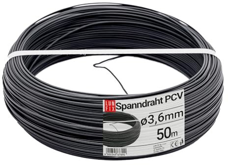 50m Spanndraht Gartendraht Anthrazit Ø 3,6 mm Verzinkt und PVC Beschichtet Maschenddrahtzaun Montagedraht