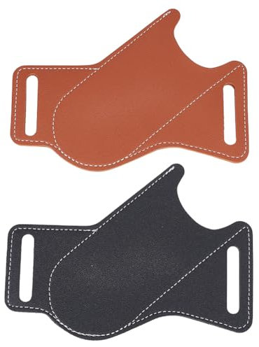 DELORIGIN 2pcs Leather Knife Sheath 2 Colors Belt Pocket Folding Knife Holder Belt Trapper Knife Carrier Pocket EDC Belt Knife Holster Open Top Knife Belt Sheath for Men Folding Knife Carrier Keys