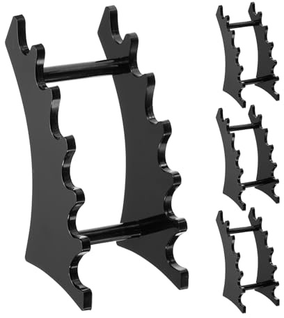 sourcing map 4 Pack Plastic Pen Holder, 6-Slot Acrylic Pen Display Stand, Eyebrow Pen Rack, Makeup Brush Organizer for Office Home Store（Horizontal Black）