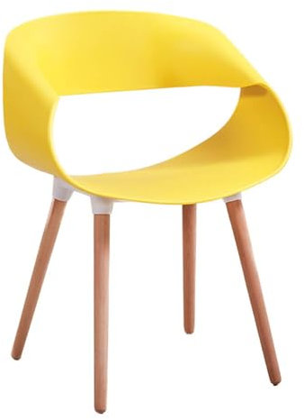 JUUBND Moderner, minimalistischer Esszimmerstuhl, ergonomisches Design ohne Sessel, Beine aus Massivholz und PVC-Oberflächen, geeignet für Büro/Flur/Wohnzimmer/Konferenzraum,Yellow