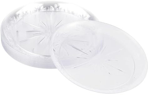 MATANA 60 Clear Hard Plastic Dinner Plates, 25cm / 10 Inch - Elegant & Reusable Party Plates for Weddings, Birthdays, Picnic, BBQ, Parties