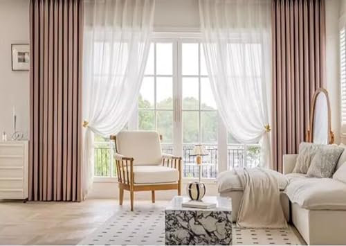 Homxi Vorhänge 2er Set Blickdicht,2 x 137W x 214H cm,Vorhänge Blickdicht Thermo Rosa Einfarbig Gardinen Küche mit Ösen