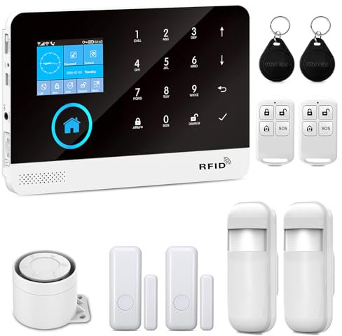 XNY 2G Alarmanlage Haus, WLAN Drahtloses Alarmanlage Wohnung mit APP-Benachrichtigung, 10 Stück(Bewegungsmelder, Fenster Tür Sensoren, Fernbedienungen, Alarmsirene), Funktioniert mit Alexa