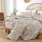 Freyamy Blumen Bettwäsche 135x200cm 2teilig Khaki Weiß Floral Elegante Bettwaren-Sets 100% Microfaser Weiche Mädchen Bettbezug mit Reißverschluss und Kissenbezug 80x80cm