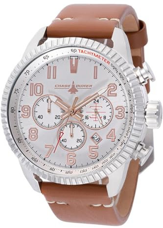 Chase Durer Flight Commander CDW-0090 Herren Uhr - Wasserdicht - Analog - Quarzuhrwerk - Edelstahl mit silbernen zifferblat - 46mm