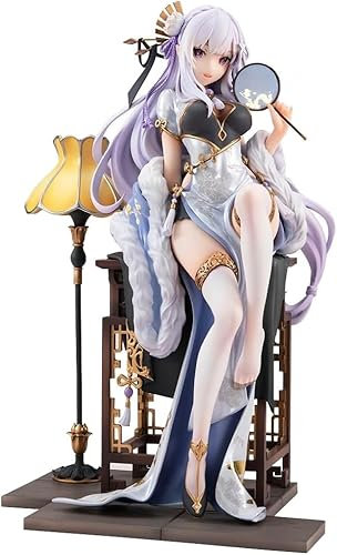Gluckhapi Anime Figures - Emilia/Rem/Ram Action Figure 23cm PVC Figure Cheongsam Version Sitting Pose Anime Model Statue Collectible Decorations
