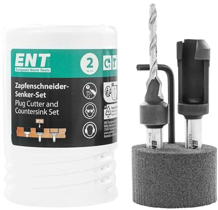 ENT 52450 Zapfenschneider-Senker-Set HW, Bohrer Ø 4,0 mm, Versenker Ø 10 mm, E 90 °, Zapfen 19x10 mm