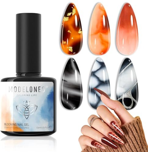 Modelones Blooming Gel Nagellack 15ML UV LED Gel Nail Polish for Nail Painting, Marble, Watercolor Blooming Gel Polish Nail Art Maniküre Design