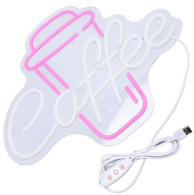 Kaffee-LED-Schilder, 30 X 40 Cm, USB-betrieben, Verstellbare Helligkeit, Kaffee-Neonschild, Helles Neonlicht-Schild für Coffee Shop Coffee Station