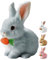 Ostern Realistic Bunny Toy, 2025 Neu Hüpfendes Kaninchen Spielzeug, Ostern Plüschhase, Hasen Spielzeug Geräusche Macht und Dessen Ohren und Nase Sich Bewegen, Plüschhase Kuschelhase (Grau)