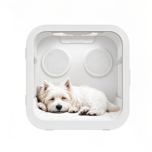 WENMEE Asciugatrice per Cani E Gatti, Silenziosa 360° con Controllo Temperatura Intelligente E Finestra Interattiva Rilassante