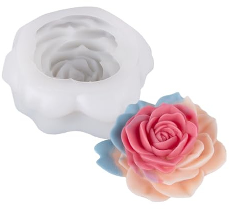 Kunyeah Silikonform für Kerzenherstellung, 3D-Rosen-Pfingstrose, Blumengießform, Epoxidharz, Bastelform für Aromatherapie, Gips, Wachs, Seife, Ton, Handwerk, Heimdekoration (Stil 3)