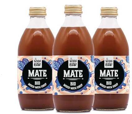 SodaBär Bio Mate Sirup – 3×330 ml • Ideal für Sprudelwasser • vegan, weniger Zucker • ohne Süß- & Konservierungsstoffe • ca. 12 L ergiebig