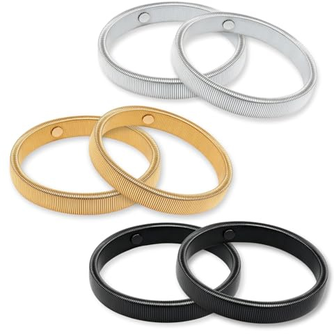 Daofen 3 Pairs Sleeve Garters Elastic Metal Sleeve Holders Anti Slip Sleeves Garters for Men and Women Clothing Accessories to Keeping Sleeves Cuffs Neat in Kitchen and Workplace (Silver Gold Black)