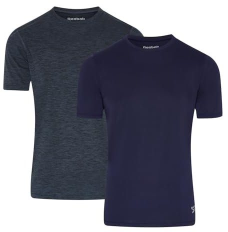 Reebok Clancy Performance Herren-T-Shirts, 2er-Pack, tailliertes Herren-T-Shirt, Multipack, feuchtigkeitsableitend und leicht, XL