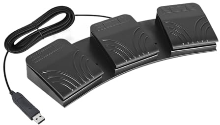 Sbshiouu 3 Pedal USB Foot Switches Programmable Keyboards Commands for Equipment and Gaming Setups USB Triple Foot Pedal for