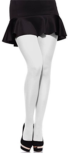 Merry Style Collants Microfibre pour Femmes, Collants Élastiques et Opaques Grandes Tailles MS 162 60 DEN (Blanc, XXL)