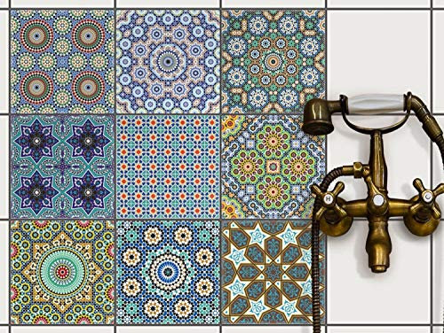 Fliesen-Deko Fliesenfolie - CREATISTO Fliesensticker Fliesenaufkleber I Fliesen Sticker Aufkleber Folie Mosaikfliesen Bad u. Küche Fliesen I 20x20 cm - Muster Orientalisches Mosaik - 18 Stück