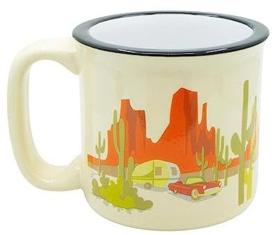 Camp Casual Ceramic Coffee Mug - 15 oz Retro Inspired Camping Mug - for Hot & Cold Drinks - Works as a Tea, Soup, & Coffee Mug - Stylish, Versatile, & Microwaveable Camping Coffee Mugs