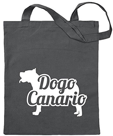 Kiwistar - Baumwolltasche - stahlgrau - Dogo Canario Hund - Tragetasche Stoffbeutel Umhängetasche Langer Henkel