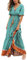R.Vivimos Women's Summer Boho V Neck Button Up Short Sleeve Bohemian Print Ruffle Hem Beach Style Long Maxi Dress Vacation Dress(Small,Green)