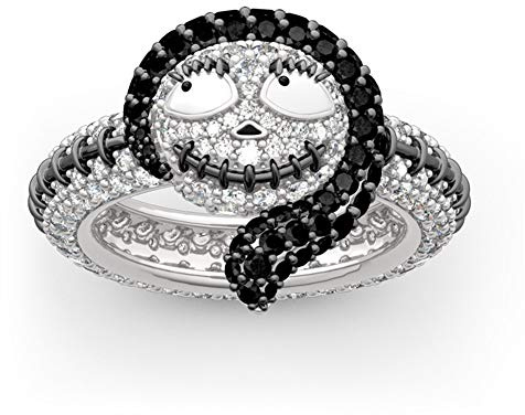 JeuliaJack Sally Sterling Silber Ringe für Herren Damen Kürbiskönig von Der Albtraum vor Weihnachten Schädel Ring Mode Schmuck Geschenk für Halloween (Sally, 60 (19.0))
