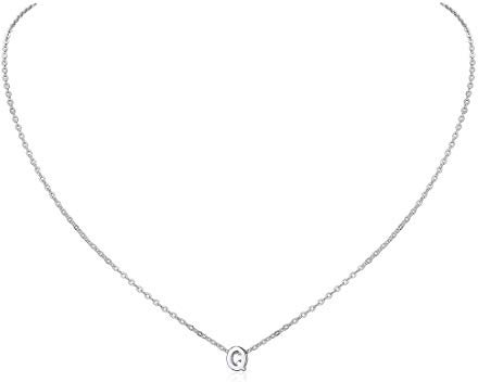 ChicSilver Platin Q Buchstabeketten Damen Platin Halschmuck Initiale Alphabet Kette Namenskette für Kinder und Jugendlichen