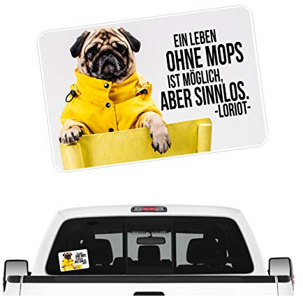 siviwonder Mops Pug Hundeaufkleber - Sinnlos Auto Spruch Aufkleber autoaufkleber Hund Folie Hundemotiv