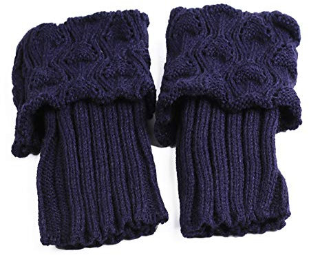 MoreChioce Damen Bein Stulpen,Winter Gestrickt Beinwärmer Stulpen Socken Legwarmers Kniewärmer Boot Socken Boot Abdeckung,Marine