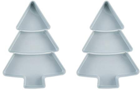 DOITOOL 2Pcs Snack Appetizer Trays Christmas Tree Shape Dessert Serving Dishes Snack Platter Christmas Serving Tray Fruit Cheese Dessert Tray Plate for Christmas Holiday Party - Light Blue