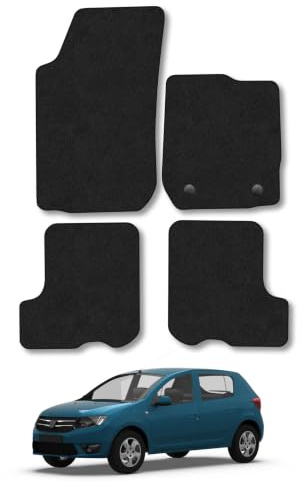 Dacia Sandero (2013-2021) Carpet Car Mats | Black Edge Trim Tailored Fit Floor Mats Full Coverage Protection Accessories Easy Clean Anti Slip Made in the UK