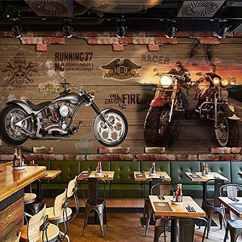 Motif de brique rétro européen et américain Punk Harley moto murale Bar Ktv Internet café Restaurant fond Papier Peint 3D Salle de séjour Chambre à coucher Salle de séjour Mural enfant-250cm×170cm