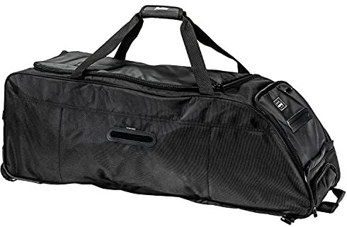 Franklin Sports Traveler Roller – Baseball und Softball – Ausrüstungstasche – Fach – Schwarz – 1680D Polyester – wasserabweisend – Schwarz, Schwarz, L, Haltbarkeit