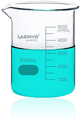 LABINVO Low Form Graduated Glass Beaker, Vol.5000ml/5 liters, 3.3 Borosilicate Glass Beaker Set, IN-BKL5000