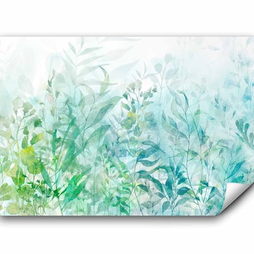 murando - Papier peint panoramique nature 400x280 cm - Revêtement mural décoration salon - Design moderne - Vert gris turquoise - En fleurs tendances fleurs plantes nature aquarelles b-A-0880-a-b