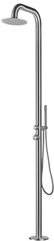 Sined Pula Edelstahl Gartendusche 316l Mit Handbrause h 230 cm Satinierter Edelstahl Dusche Mit Warm Und Kaltwasserversorgung