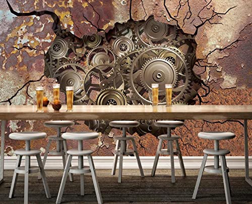 Fototapete 3D Tapete Rost Getriebe Foto Tapeten Wand Tapeten Vliestapete Modern Wandbilder Wohnzimmer