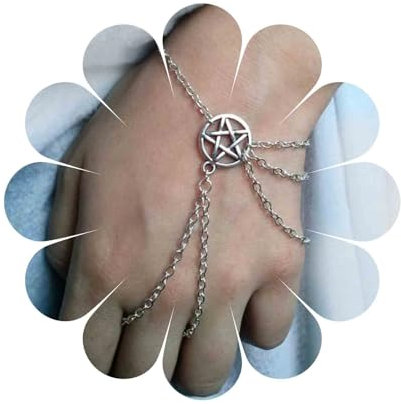 Yienate Vintage Pentagram Armband Star Armband Sklaven Armband Quasten Finger Kette Multilayer Hand Kette Strand Hand Schmuck Für Frauen Und Mädchen