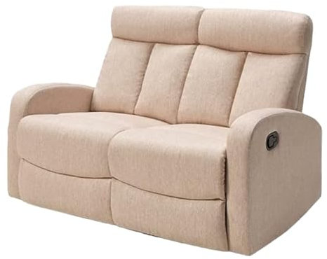 SHIITO - Sofá con 2 Plazas Función Relax - 128 x 100 x 95 cm - Modelo Siberia - 2 Asientos Respaldo y Reposapiés Reclinables - Apertura Manual - Beige