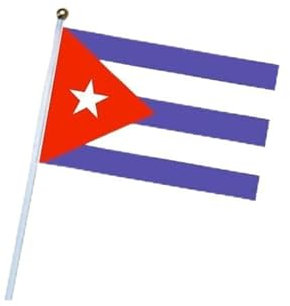 YCDtop 50 Uds Fan Cheer Flag Bandera Cubana ondeando a Mano con Bandera de asta 14 * 21cm patrón de poliéster de Doble Cara