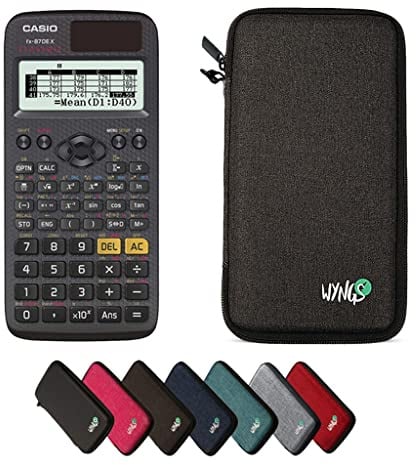 Casio fx-87DE X ClassWiz inkl. WYNGS Schutztasche Dunkelgrau - Wissenschaftlicher Taschenrechner - Basic Set