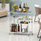 Rolling Bar Carts Silber mit Rollen, Home Bar Servierwagen mit Glas Weinhalter, 3 Etagen Bar Carts Küche Servierwagen für Zuhause, Party, Esszimmer