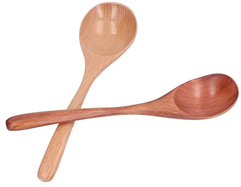 2 tablespoons, 2 pcs Wooden Spoons with a Delicate Texture for Japanese Cuisine Restaurant