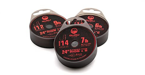 Guru QM1 15 Feeder Fishing Rigs on EVA Spool with Speedstops | Size 16 Barbless Hair Rigs | Pre-Tied Hooklengths, Ready-to-Use, Ultra Strong Feeder Rigs, Perfect for Method & Feeder Fishing